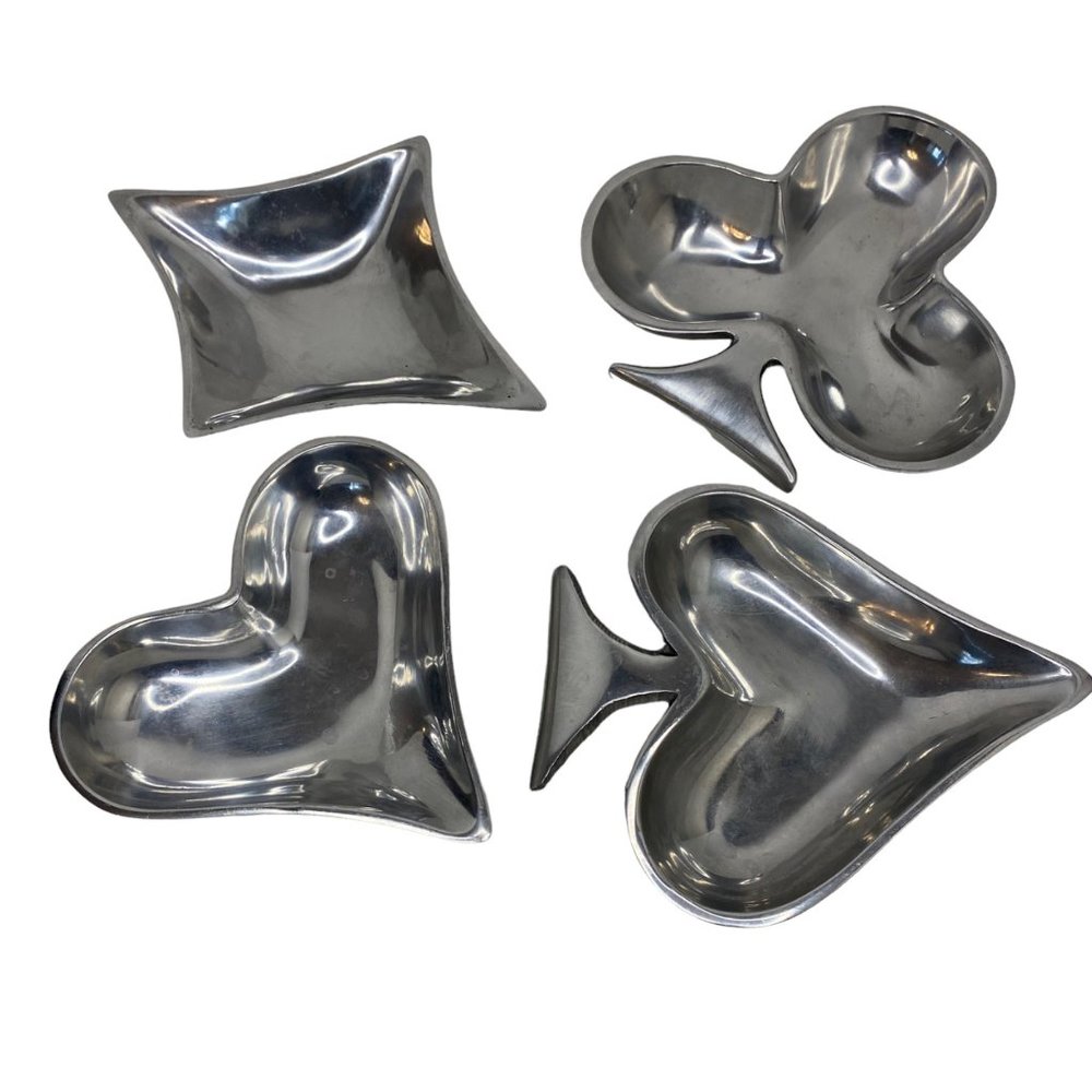 The Wilton Co Card suits pewter trays bar nuts candy bowls poker set of 4
